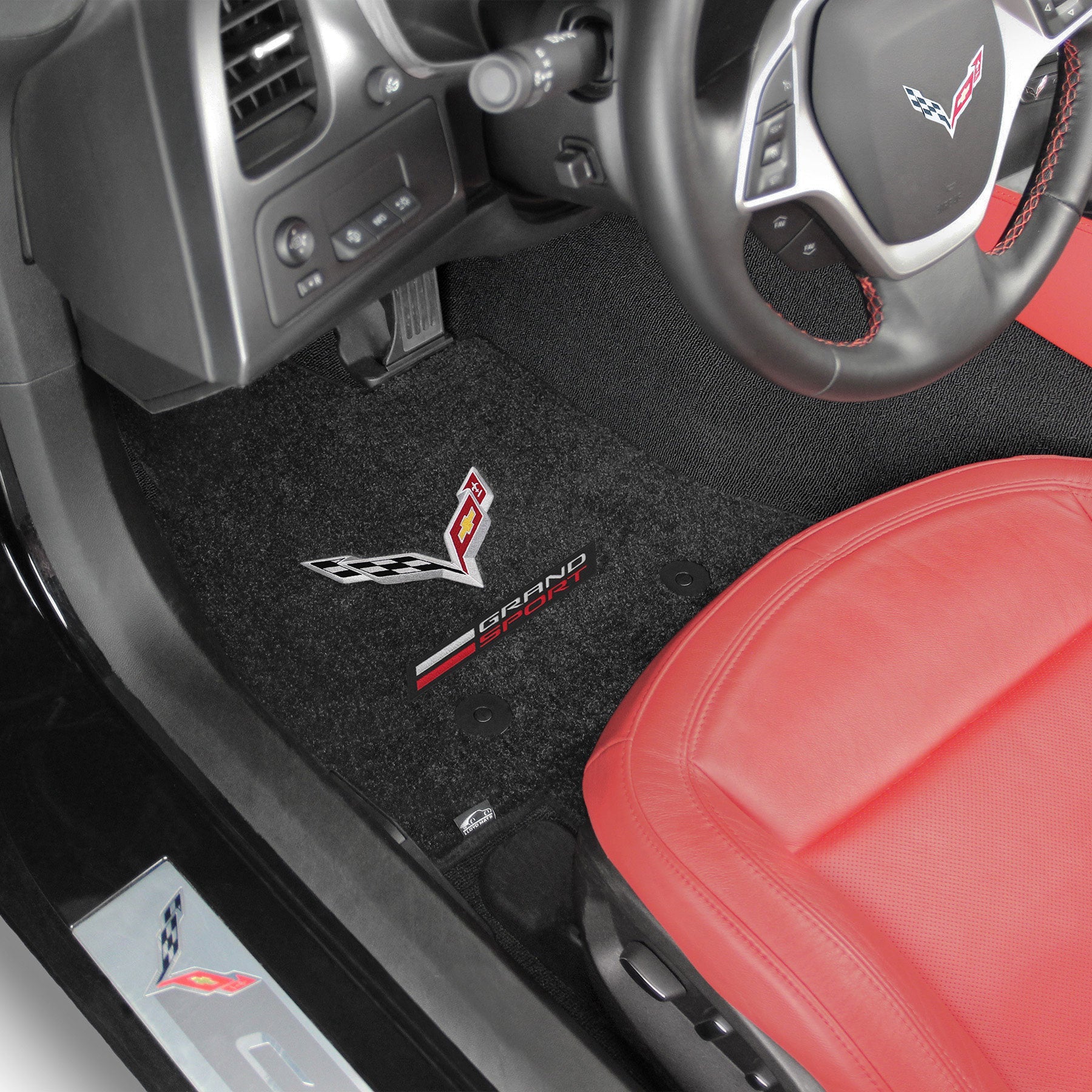 Image of C7 Corvette floor mats shown installed in a Corvette