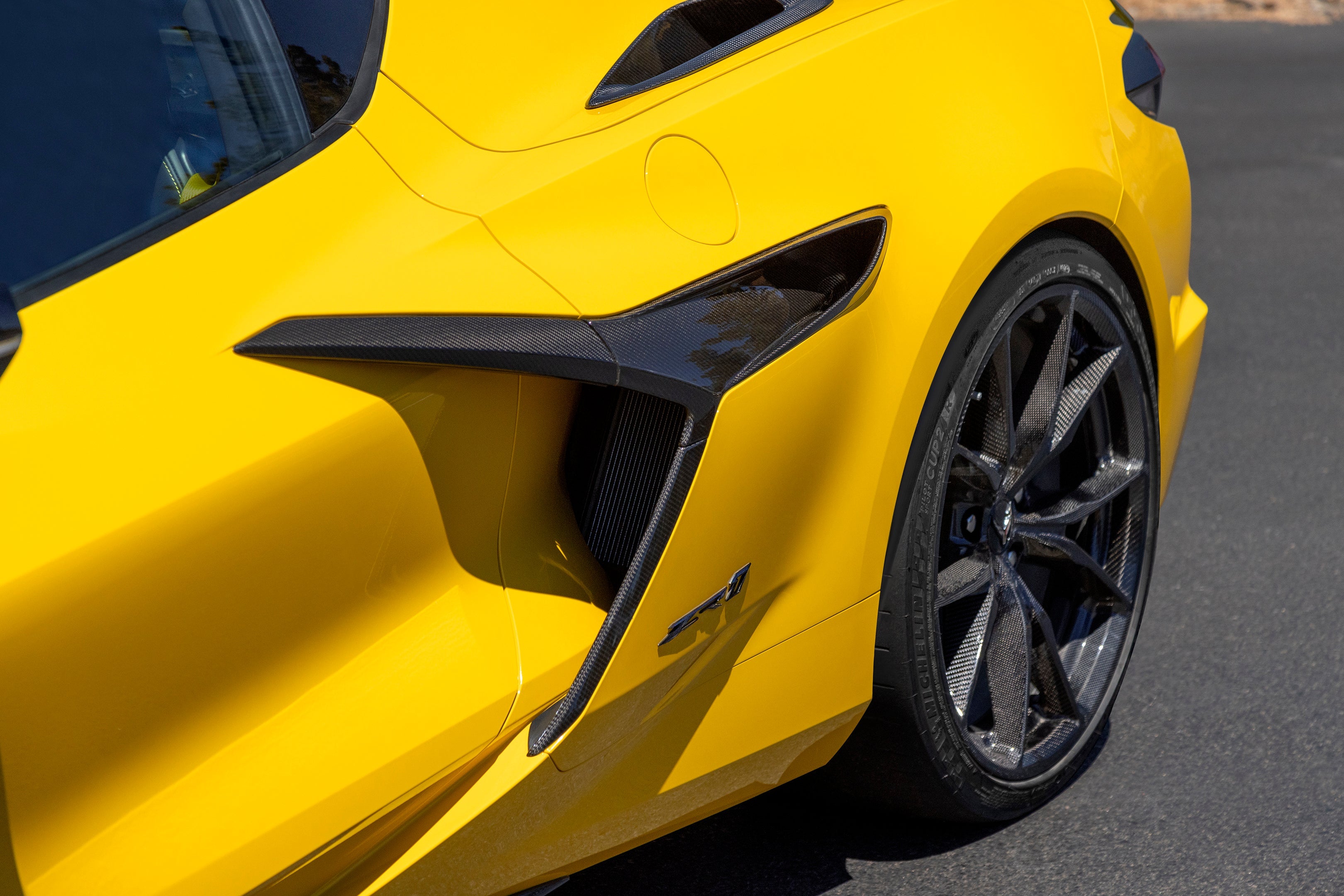 Image showing the side if a yellow 8th Generation Corvette ZR1
