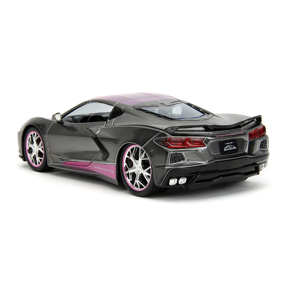 Rear view of the 2020 Corvette Stingray Fade Pink Slips Diecast Model 