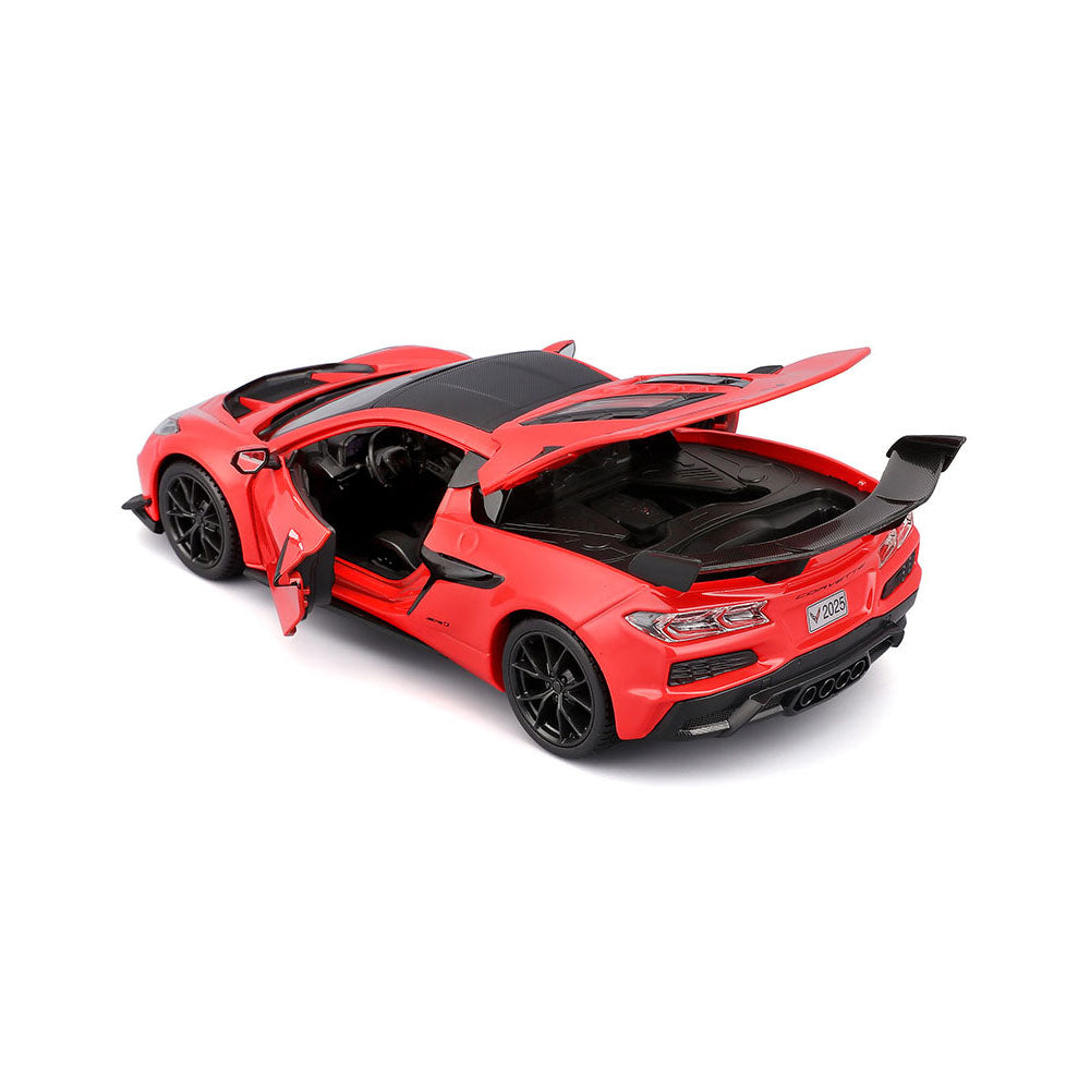 2025 Corvette ZR1 Diecast Model in Torch Red shown from the back on a white background.