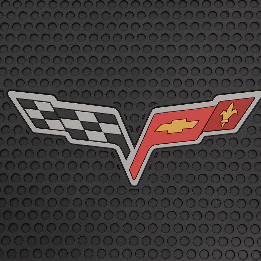 Close up of the C6 emblem on the 6th Generation Corvette COUPE All-Season Rubber Cargo Mat 