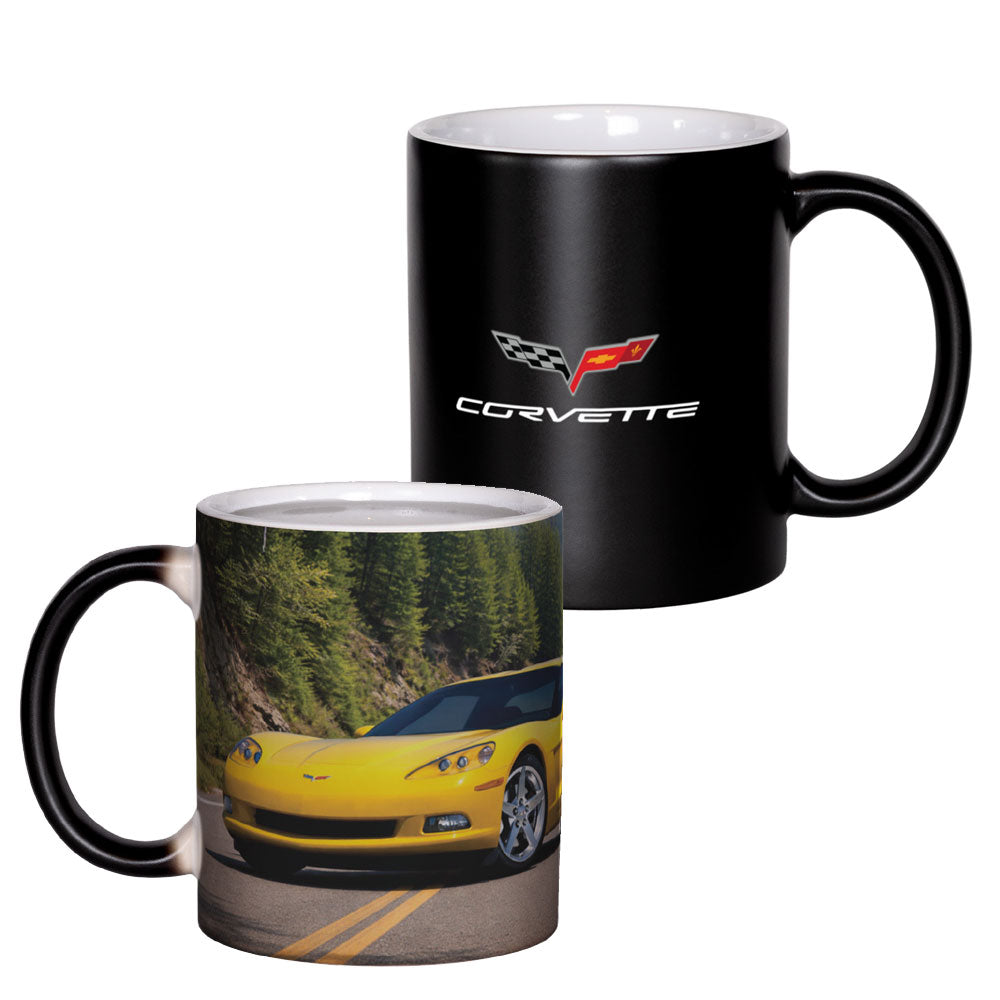 The 6th Generation Corvette Color Changing Boxed Mug shown on a white background