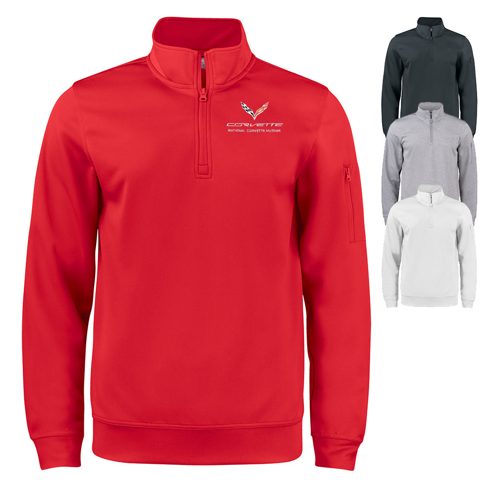 7th Generation Corvette Emblem Custom Lift Quarter-Zip shown in four colors on a white background.