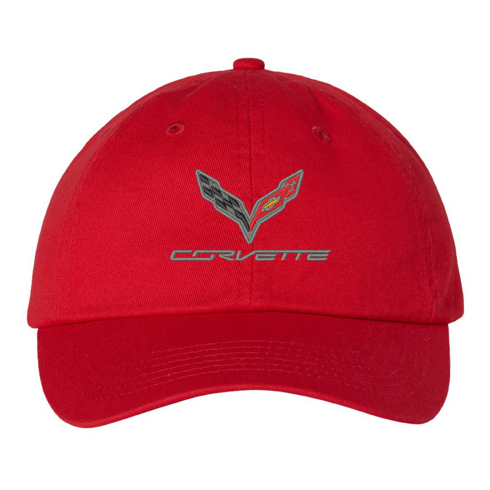 C7 Corvette Emblem Ladies Red Cap