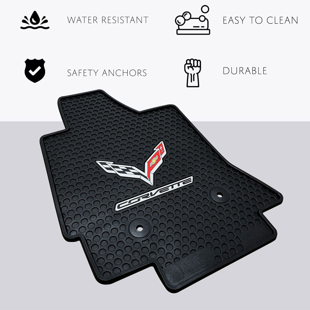 7th Generation Corvette Emblem Signature Rubber Floor Mats product features image