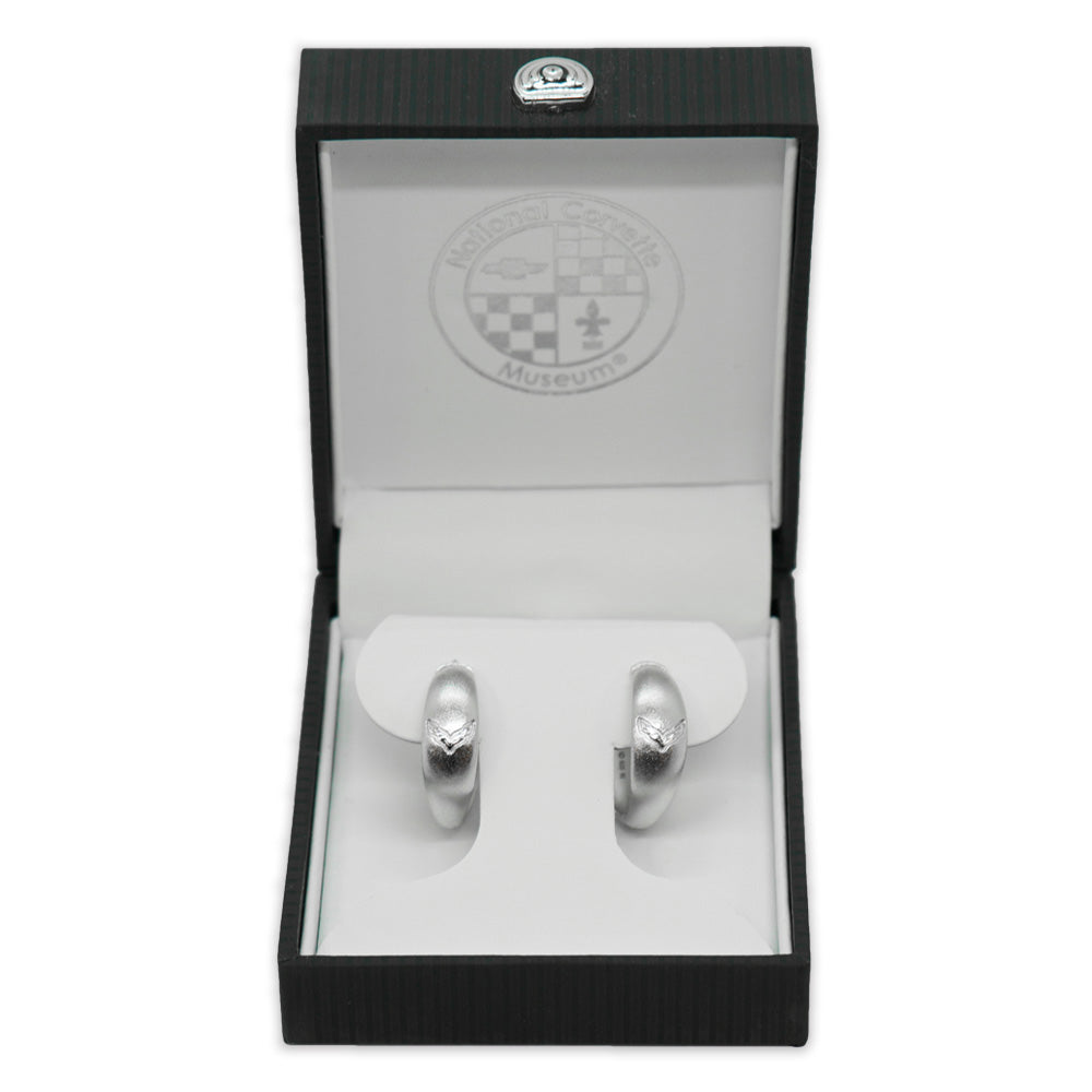 7th Generation Corvette Sterling Silver Huggie Earrings