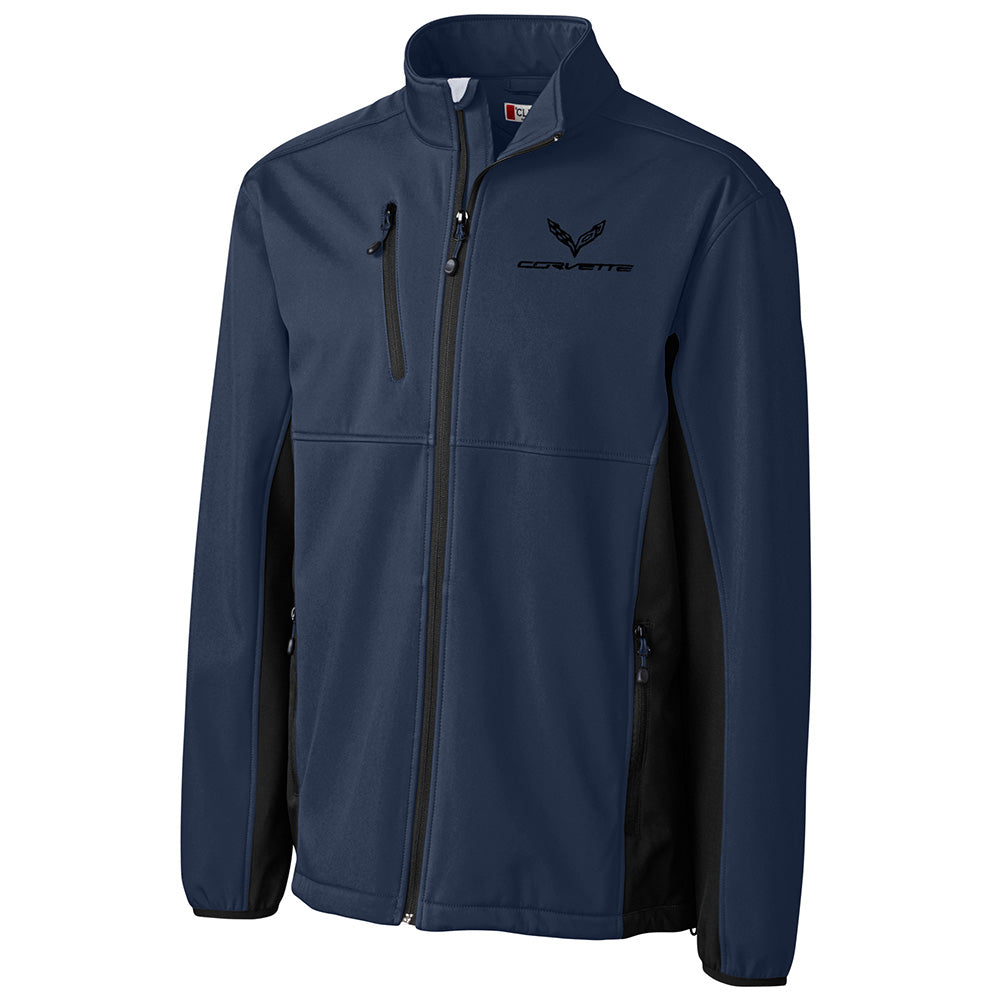 C7 Corvette Mens Narvik Jacket Navy and Black shown on a white background
