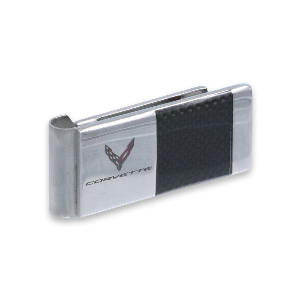 8th Generation Corvette Emblem Carbon Fiber Money Clip