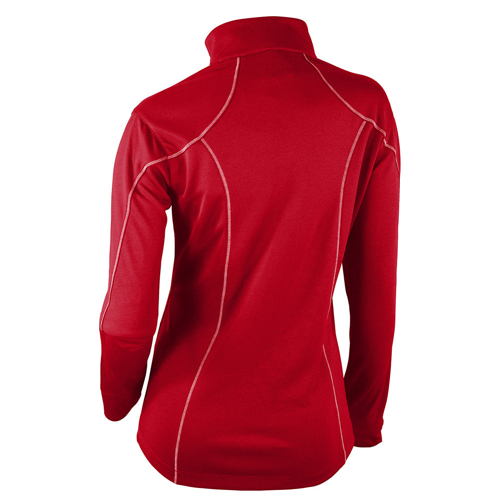C8 Corvette Ladies' Shotgun Quarter-Zip Pullover in Red shown from the back
