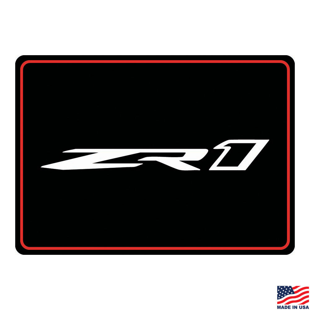 8th Generation Corvette ZR1 Script Tin Sign shown on a white background