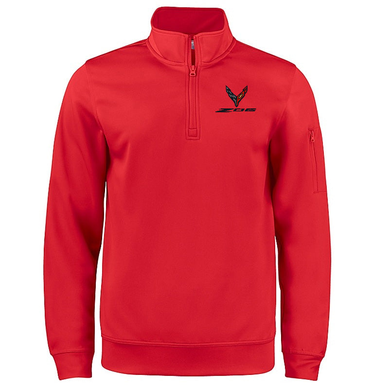 C8 Z06 Corvette Emblem Lift Quarter-Zip in Red