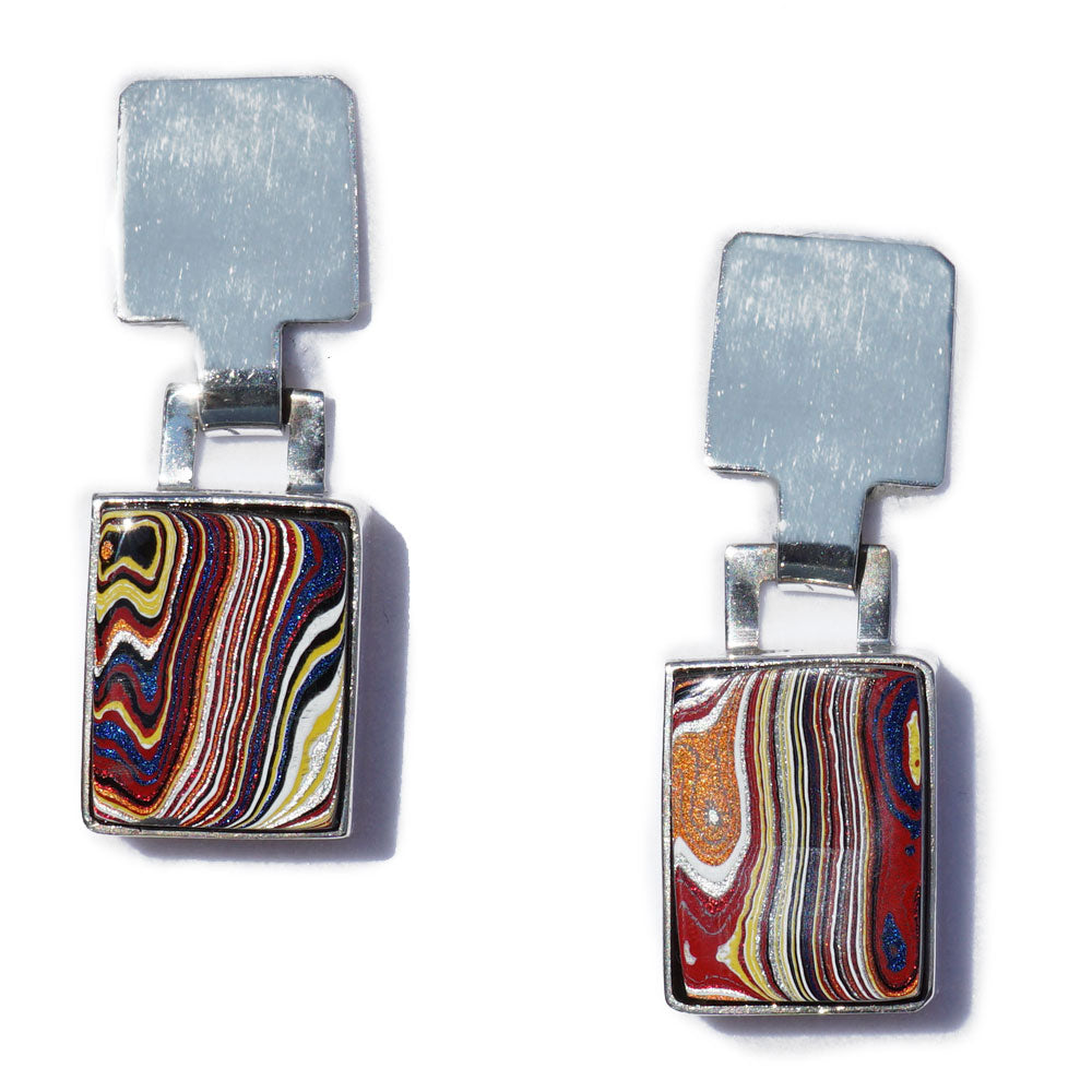 Automotive Paint Square Pendant Clip-On Earrings