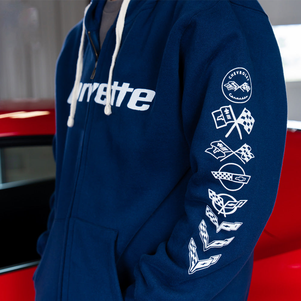 Americaロゴパーカ― C1-C8 Corvette Emblems Fleece Full Zip Hoodie