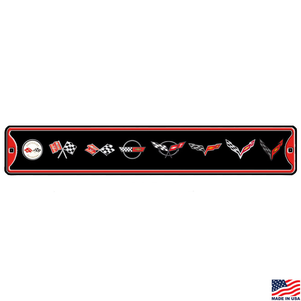 C1-C8 Corvette Emblems History Authentic Street Sign
