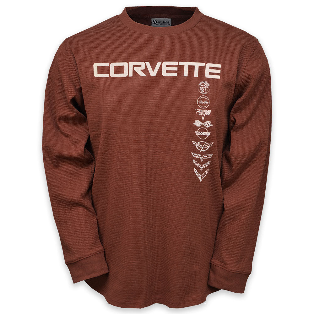 C1-C8 Corvette Emblems L/S Waffle Knit T-shirt