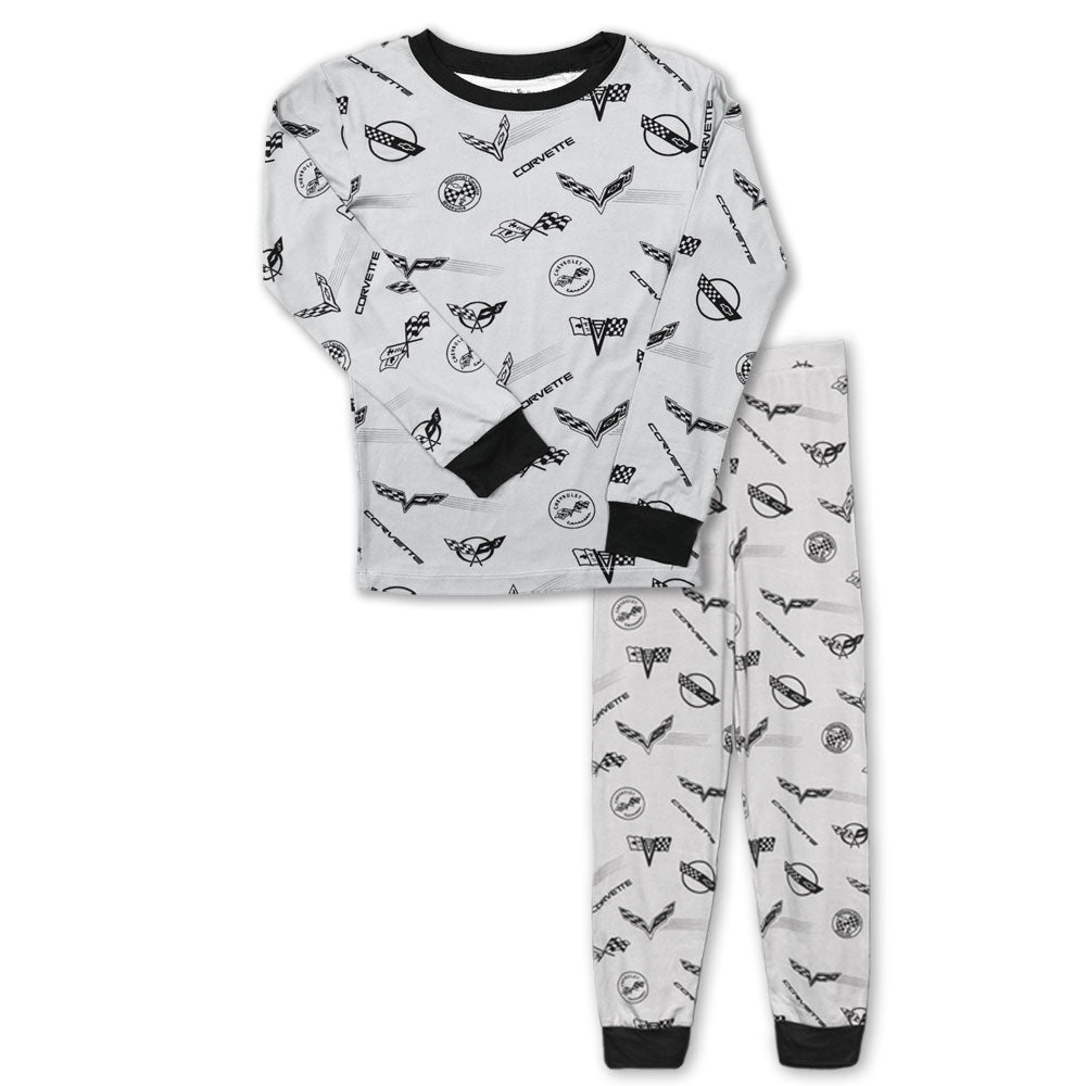 C1-C8 Corvette Emblems Print Youth Pajama Set