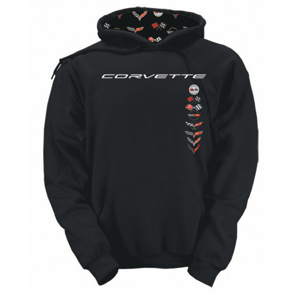 C1-C8 Stacked Emblem Black Sweatshirt shown on a white background
