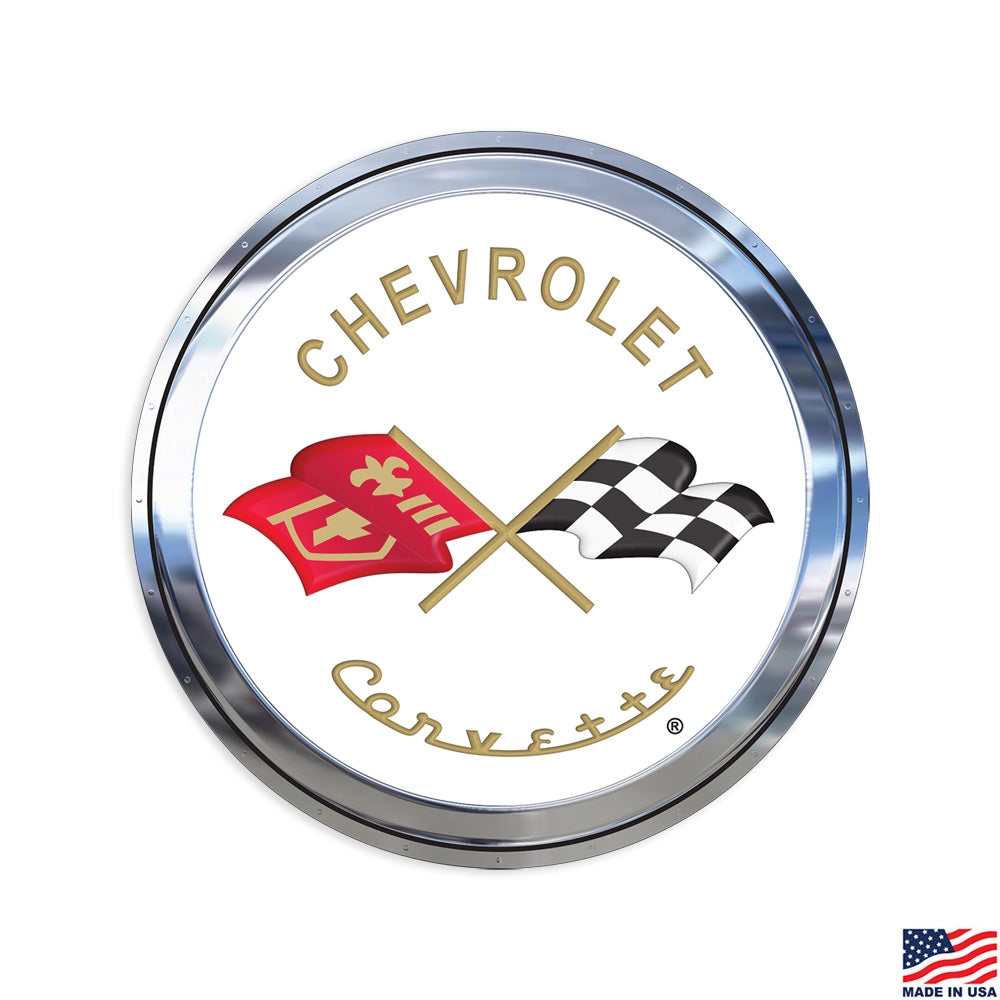 C2 Corvette Emblem Round Stainless Steel Sign