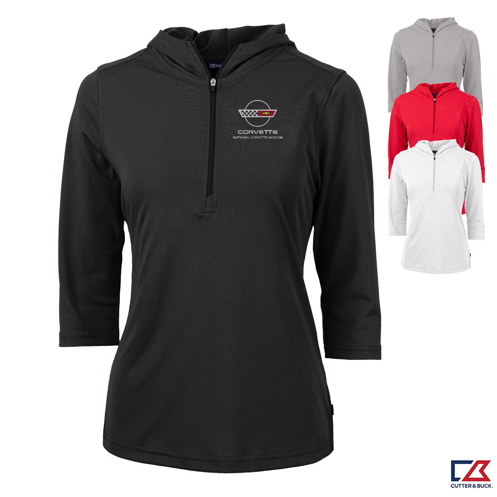 C4 Corvette Custom Virtue Eco Ladies Quarter Zip Pullover shown in four colors
