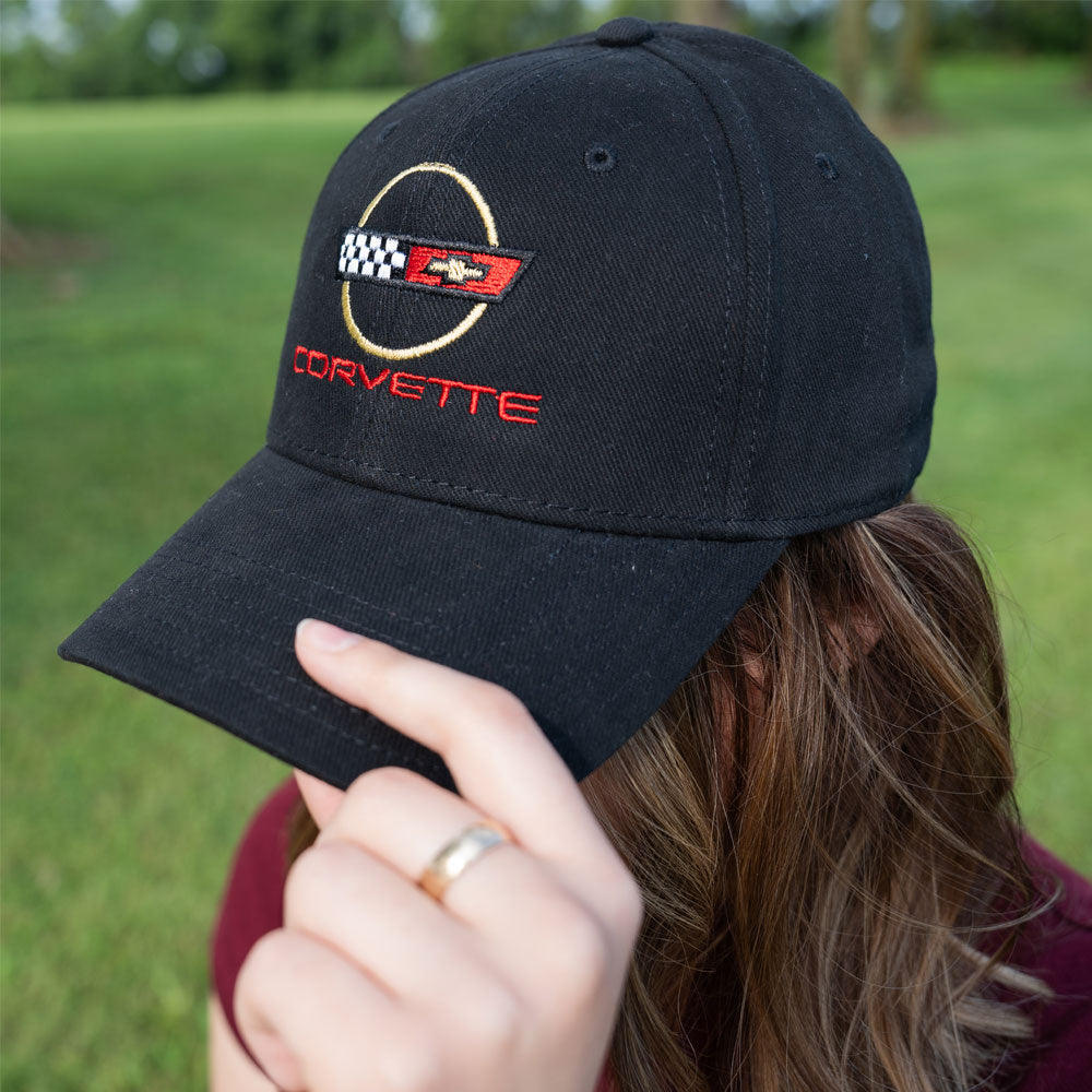 Person wearing the C4 Corvette Emblem Black Cap