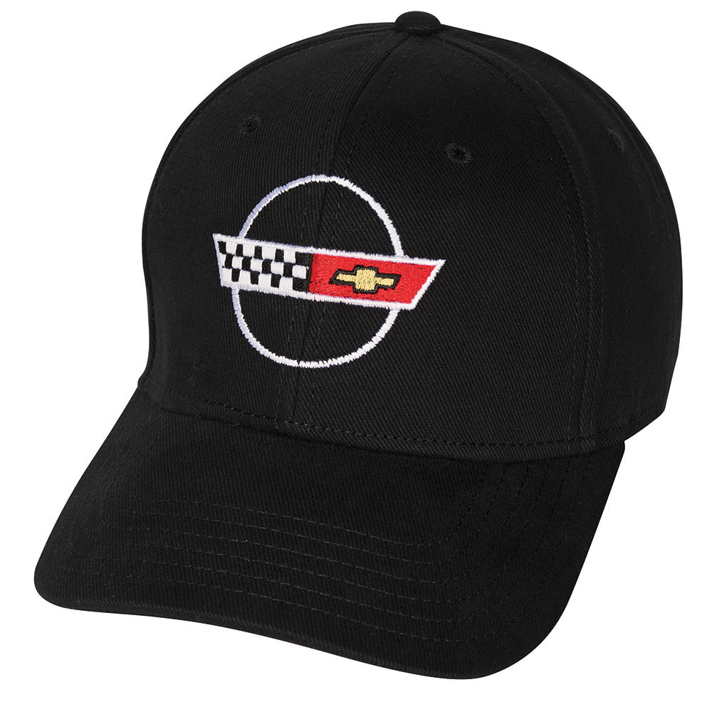 Black cap with an embroidered C4 Corvette emblem 