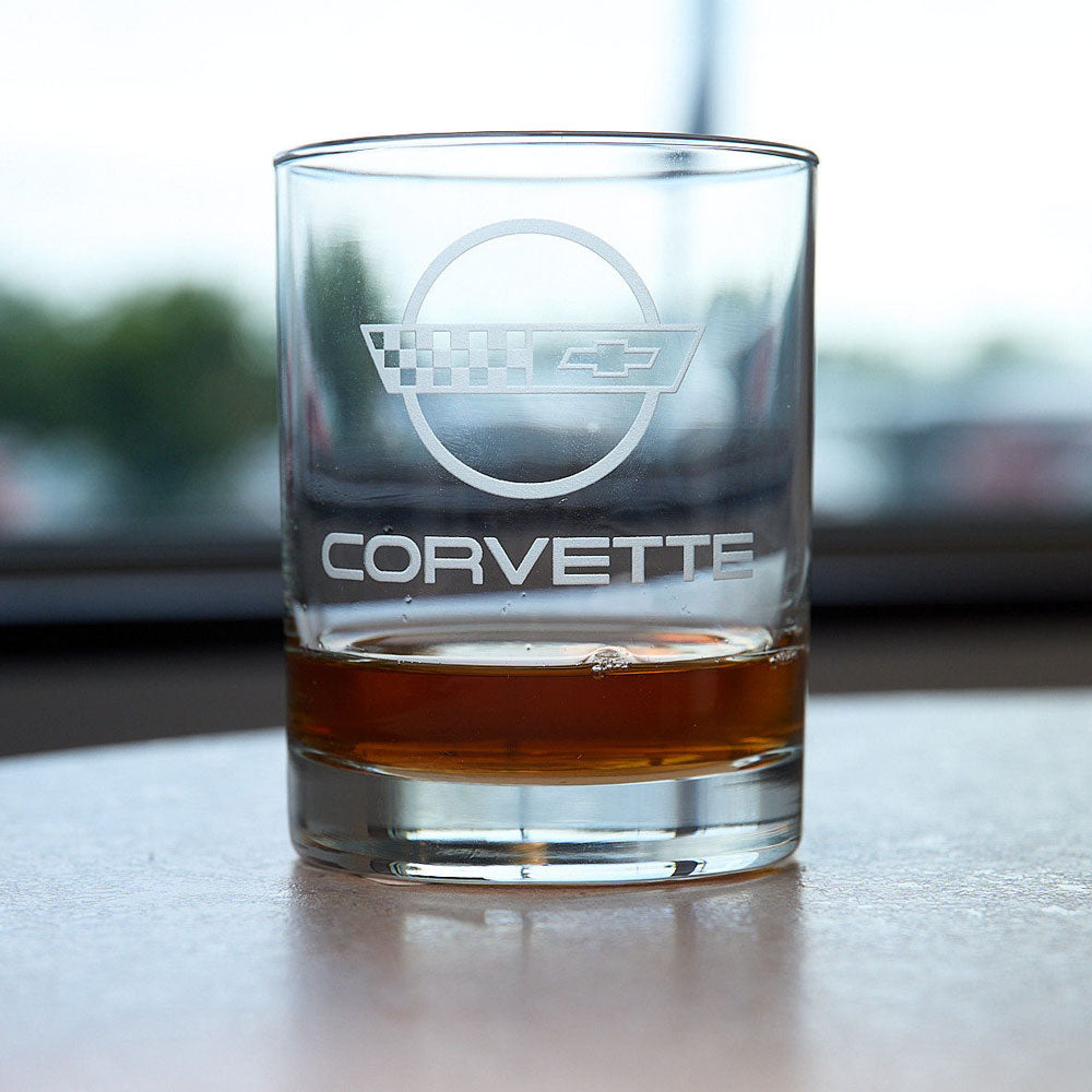 C4 Corvette Short Beverage Glass on a table
