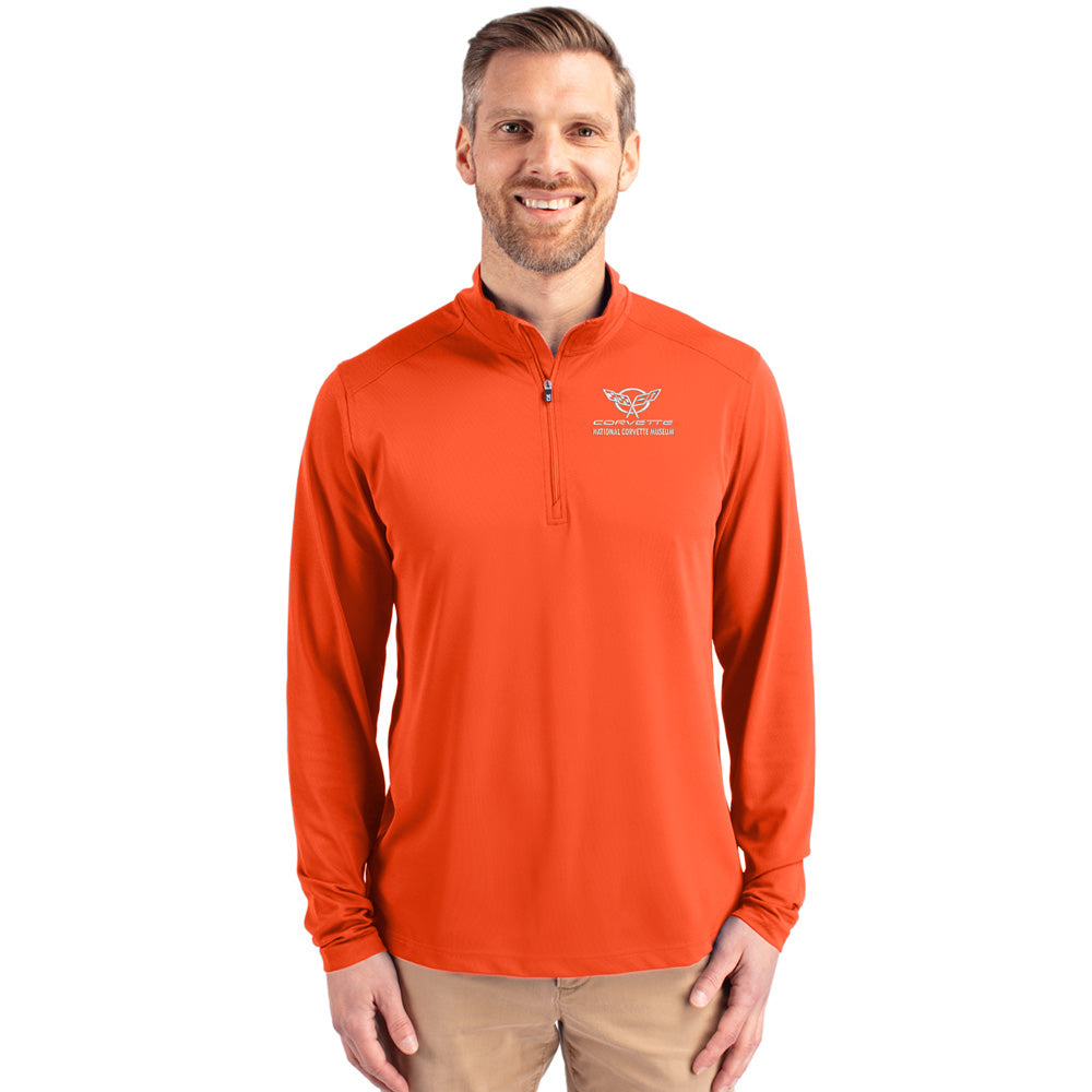Man wearing the C5 Corvette Custom Virtue Eco Orange Quarter-Zip