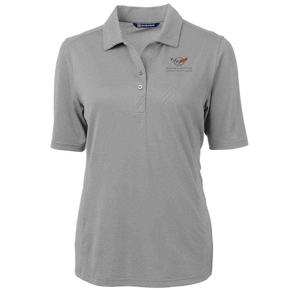 C5 Corvette Emblem Ladies Core Polished Gray Virtue Polo