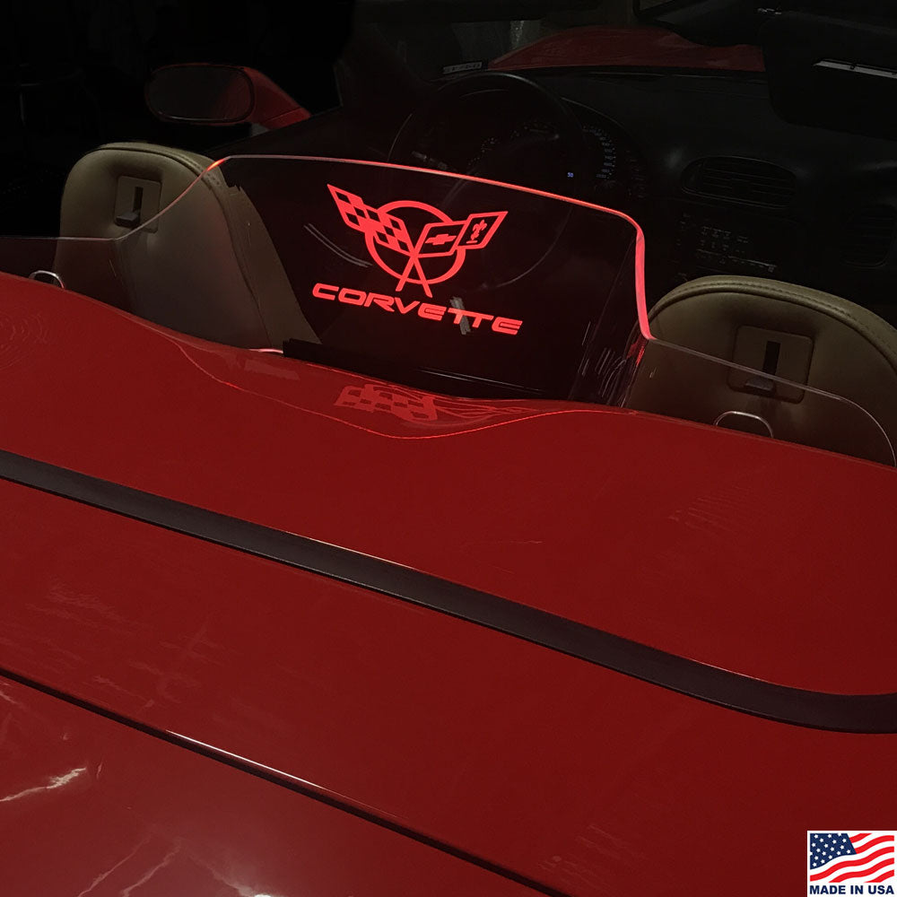C5 Corvette Illuminated Windrestrictor installed in a Corvette