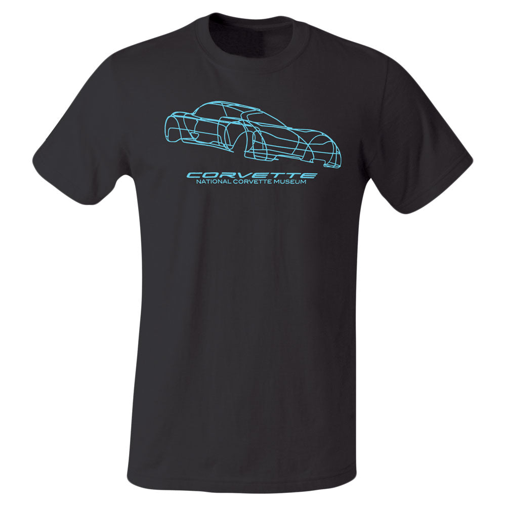 C5 Corvette Neon Blue Engineering Outline T-shirt