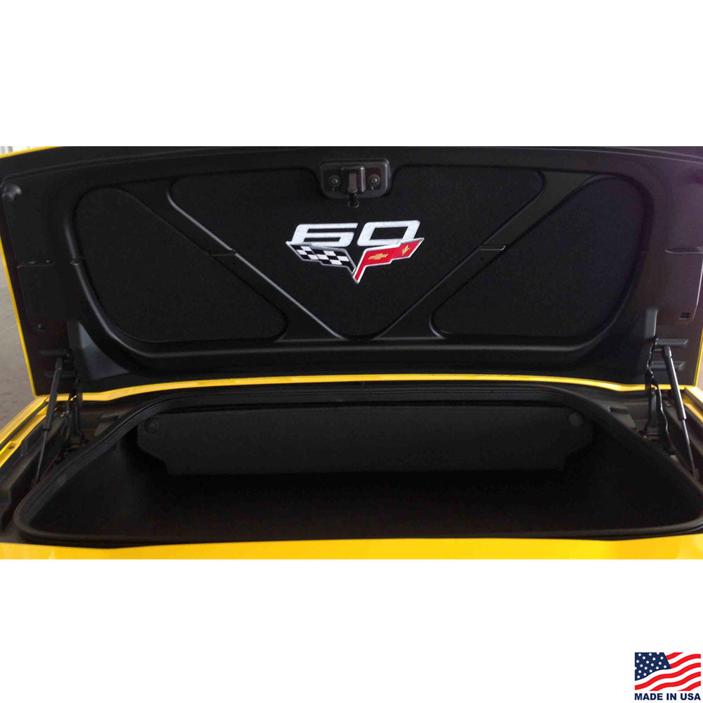 C6 60th Anniversary Three Piece Trunk Lid Cover shown installed in a car