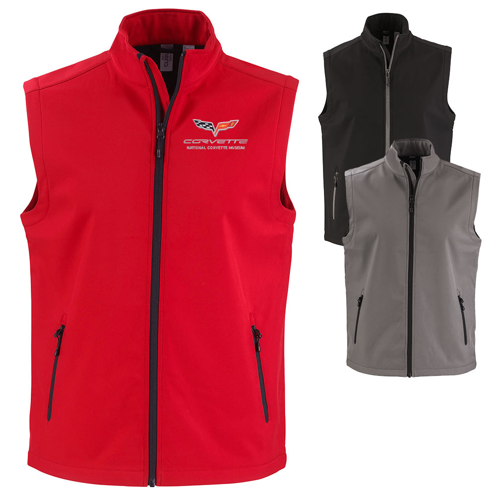 C6 Corvette Custom Tempo Stretch Full Zip Mens Vest shown in three colors