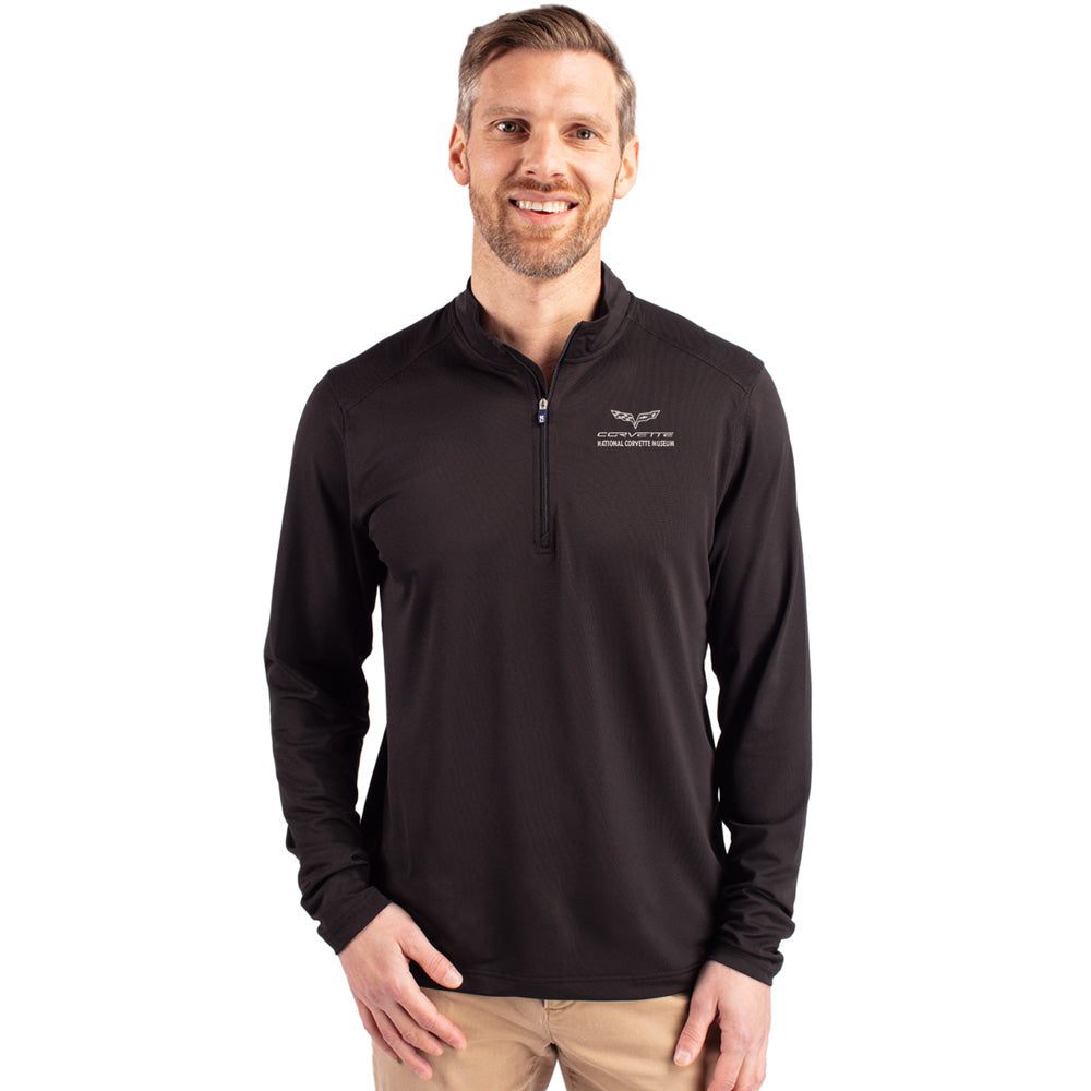 Man wearing the C6 Corvette Custom Virtue Eco Black Quarter-Zip