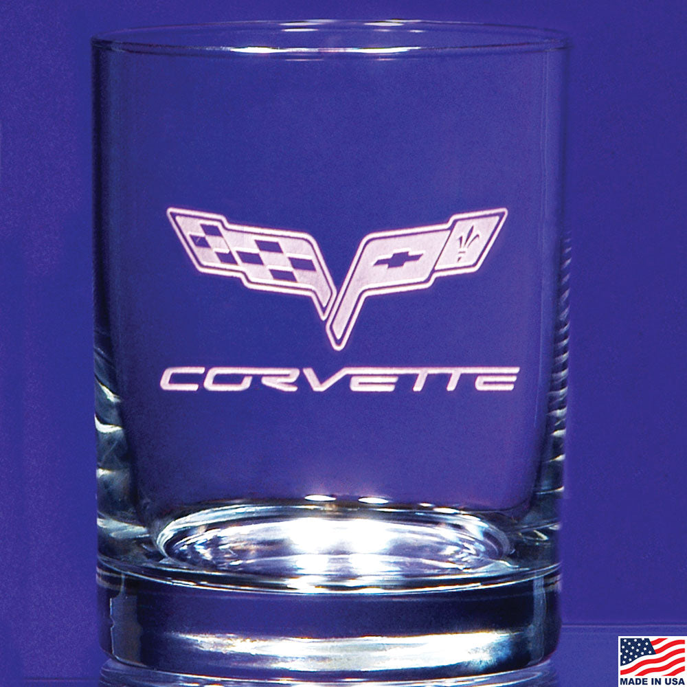 C6 Corvette Emblem Short Beverage Glass