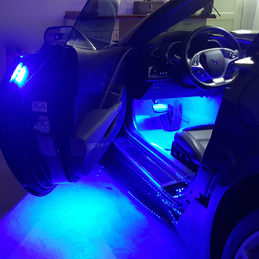 C6 Corvette Footwell and Door Handle Puddle LED Combo Kit in Blue