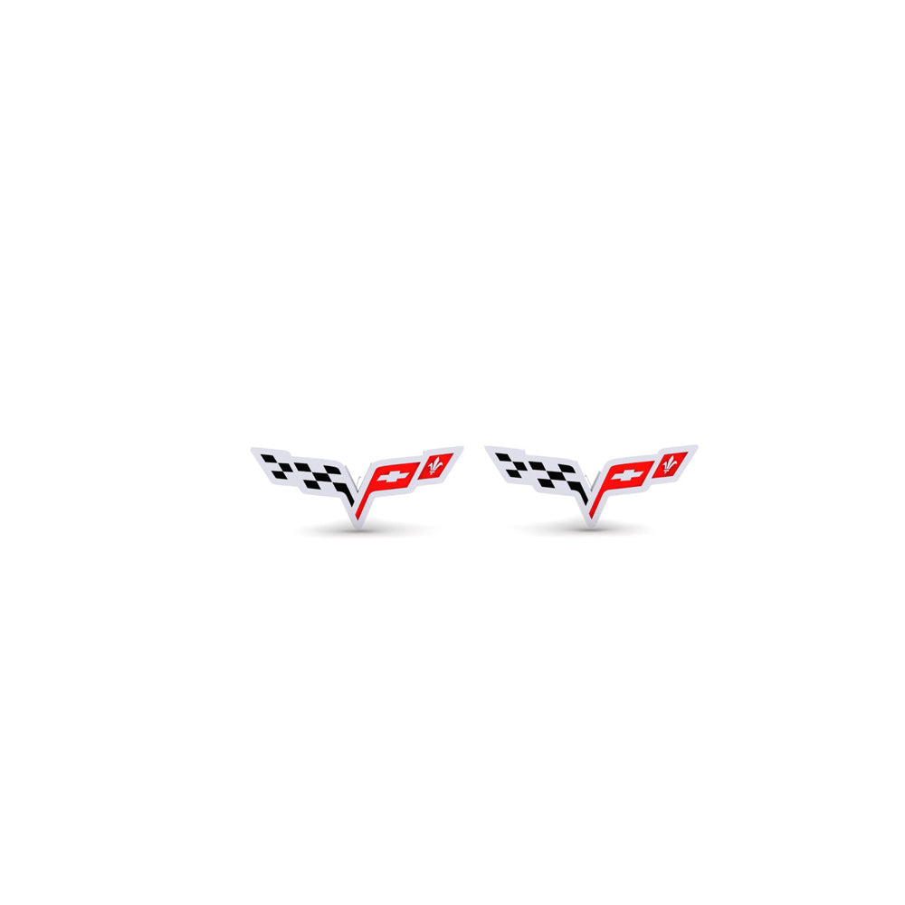 C6 Corvette Full Color Emblem Sterling Silver Post Earrings