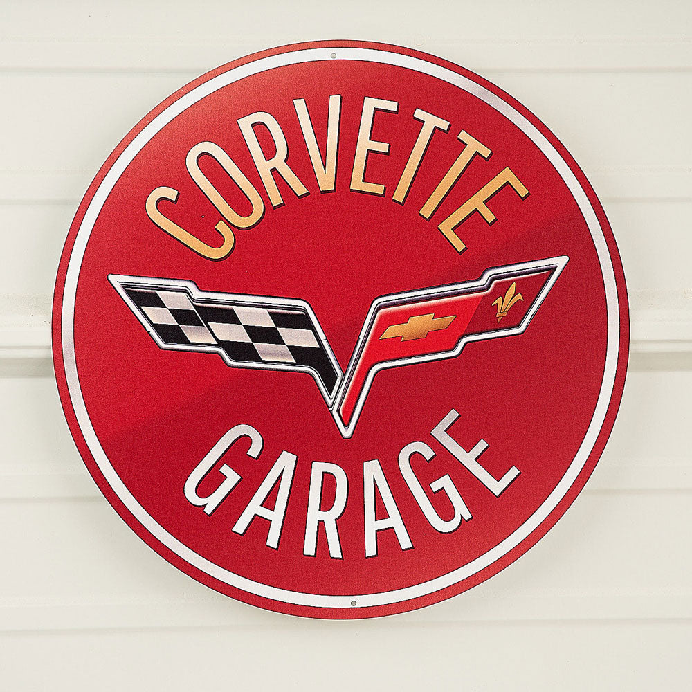 C6 Corvette Garage Tin Sign Hanging on a wall
