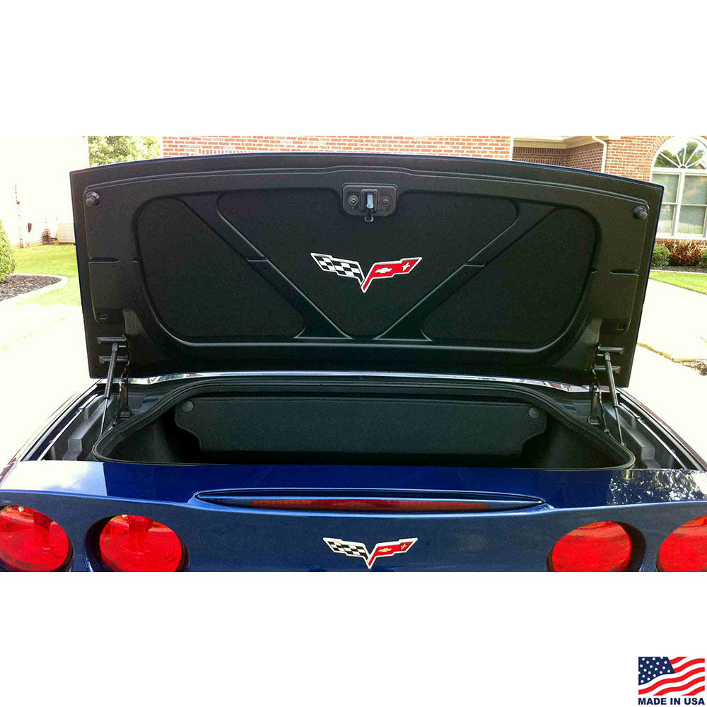 C6 Corvette Three Piece Trunk Lid Cover installed in a car
