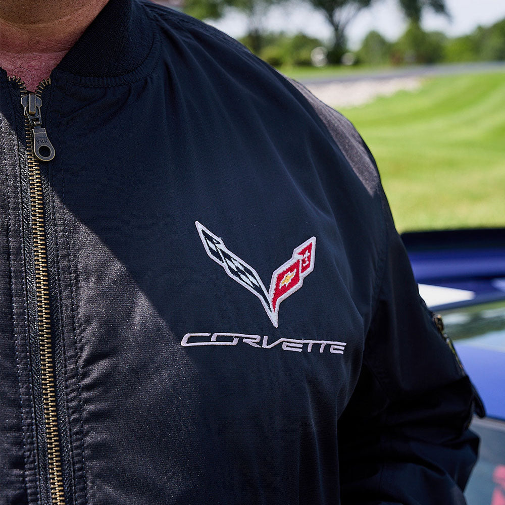 person wearing C7 Corvette Aviator Jacket
