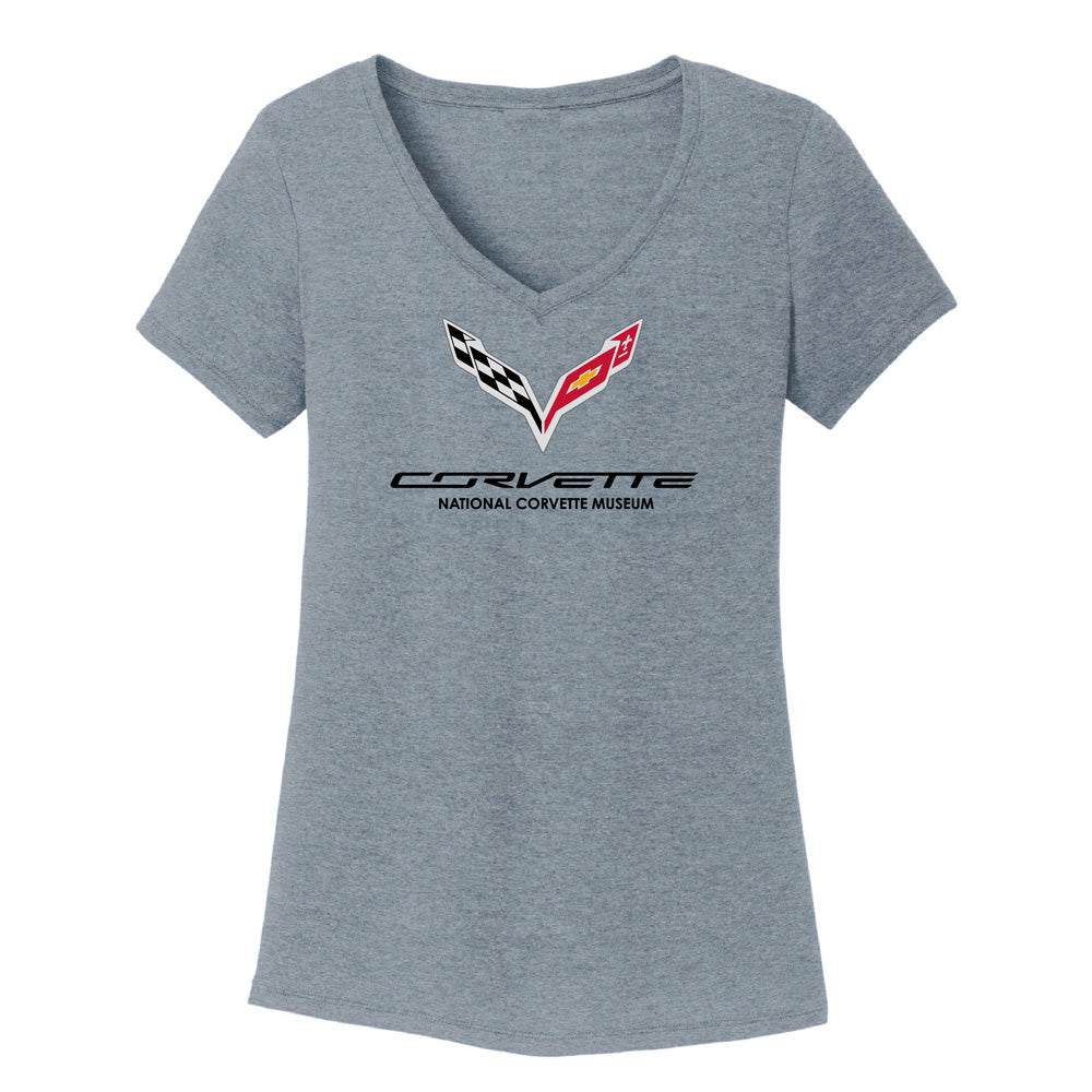 C7 Corvette Emblem Ladies Tri VNeck Top