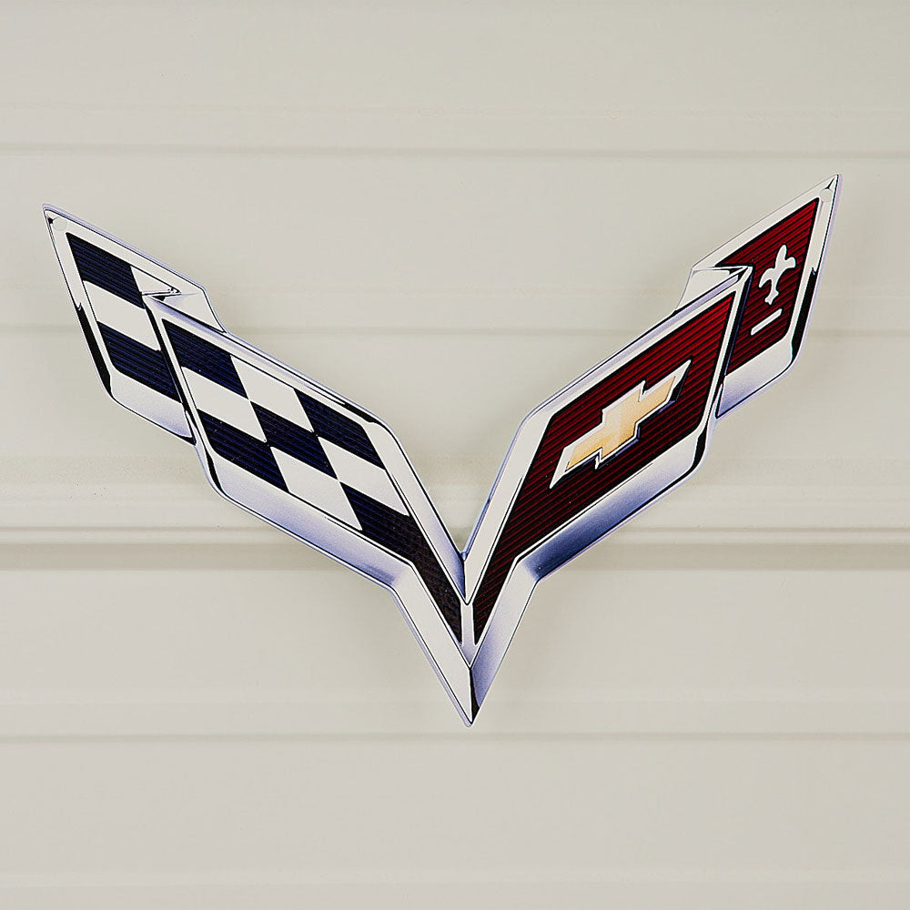 C7 Corvette Emblem Metal Sign Hanging On a wall