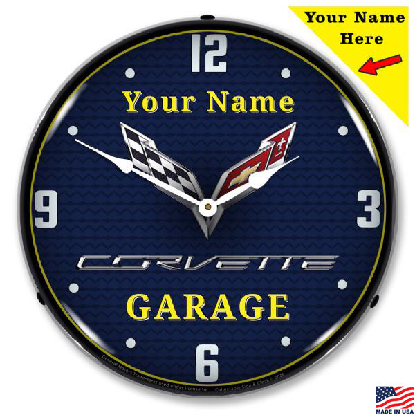 C7 Garage Personalized LED Lighted Clock