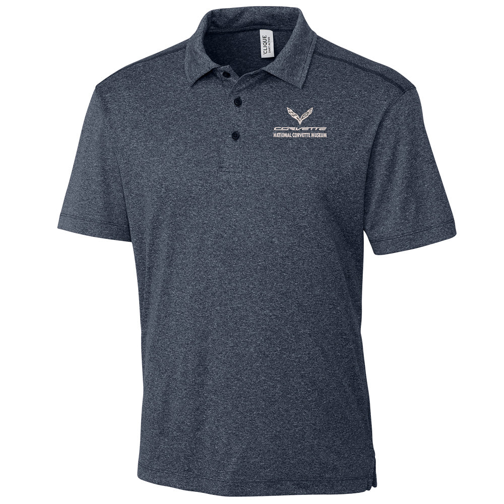 C7 Corvette Mens Charge Heather Navy Polo