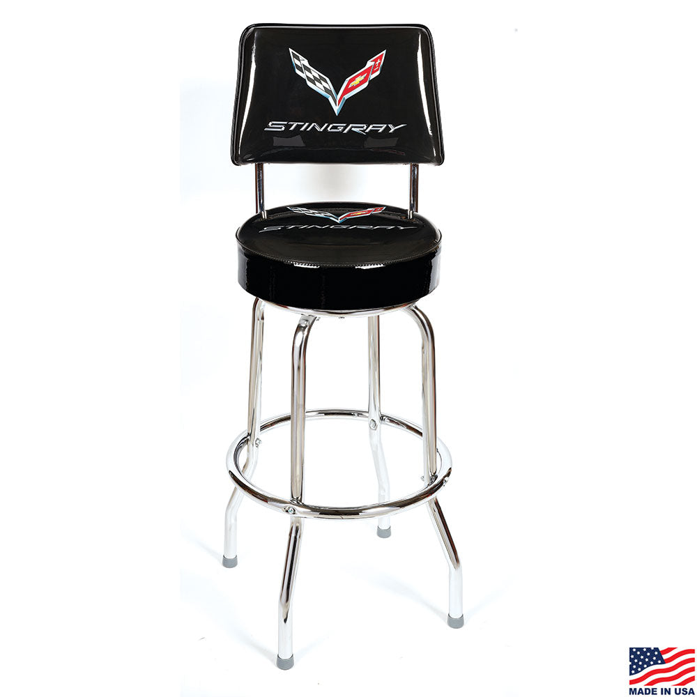 C7 Corvette Stingray Emblem Stool With Backrest