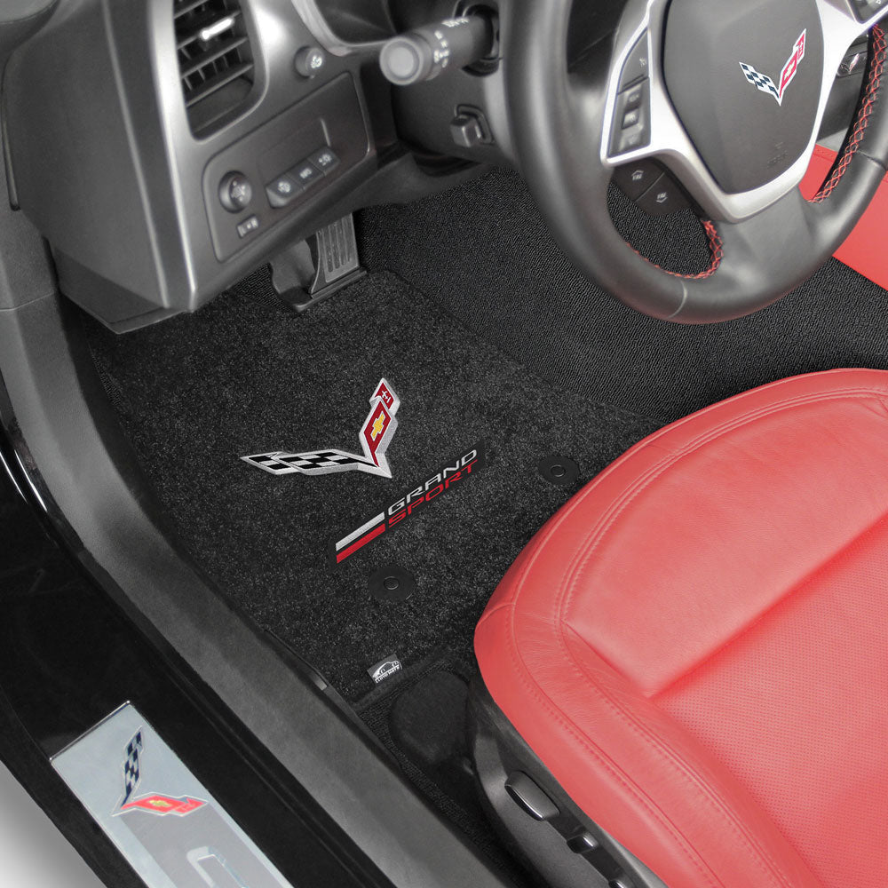 C7 Grand Sport Double Emblem Floor Mats shown in a Corvette