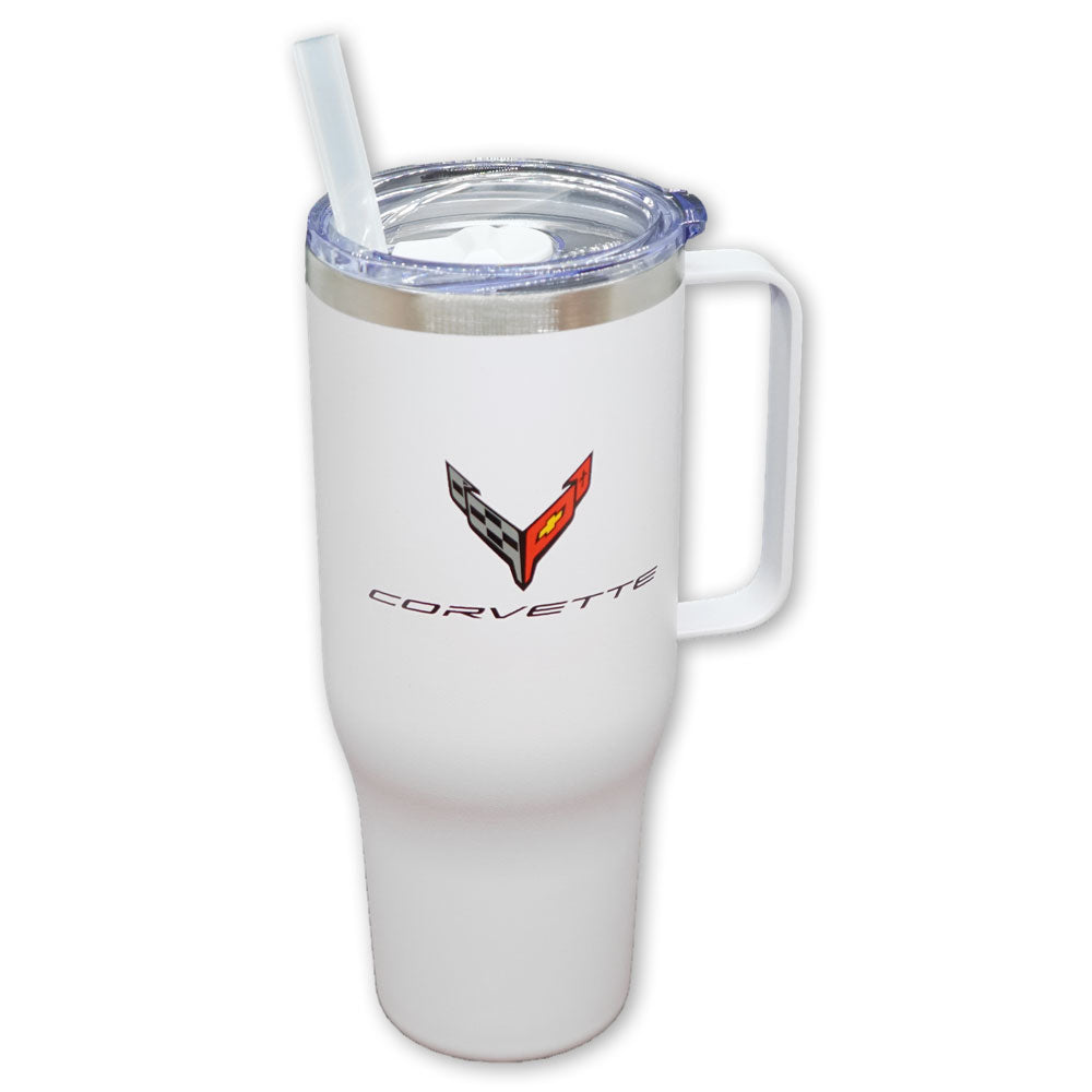 C8 Corvette 40 oz White Tumbler