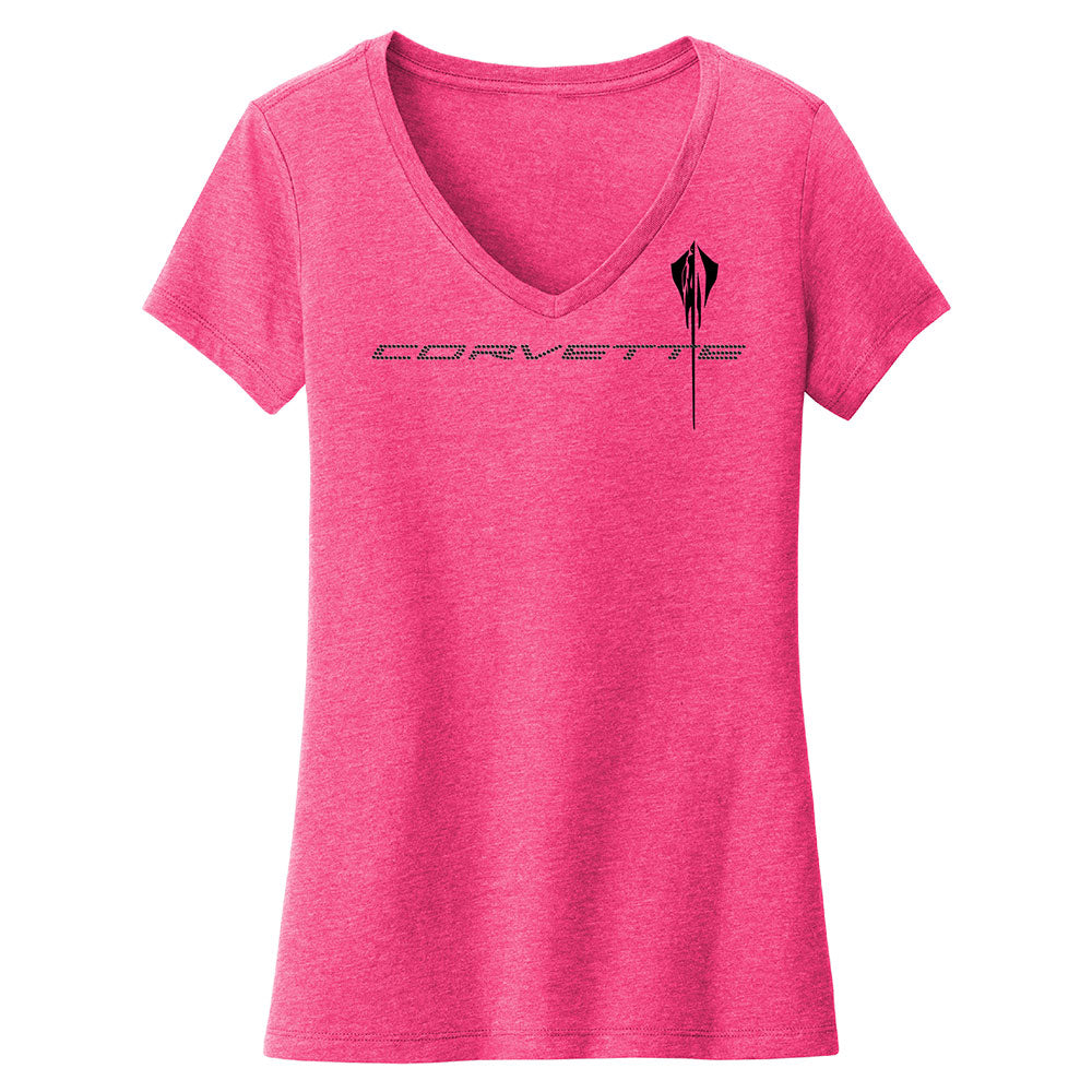 C8 Corvette Crystal Stingray Fuchsia Ladies Top