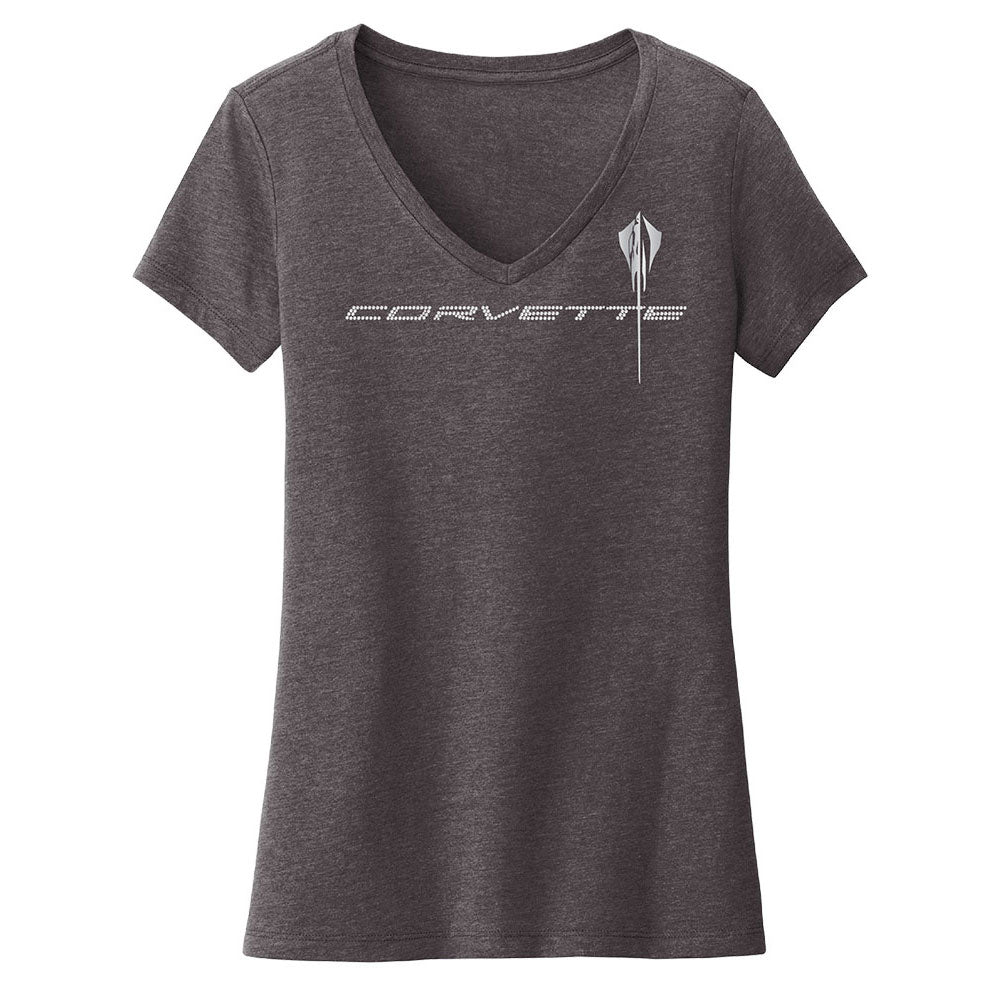 C8 Corvette Crystal Stingray Heather Charcoal Ladies Top