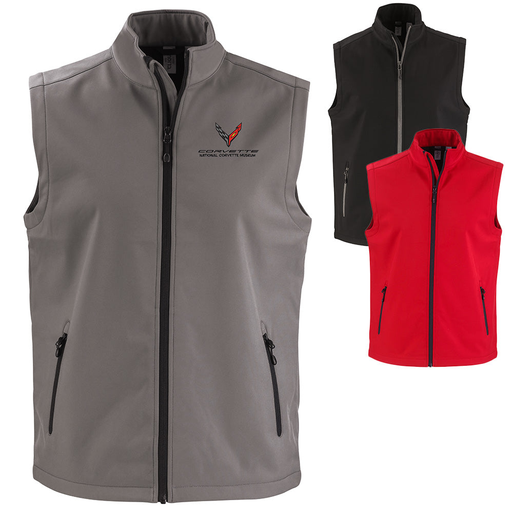 C8 Corvette Custom Tempo Stretch Full Zip Mens Vest shown in three colors