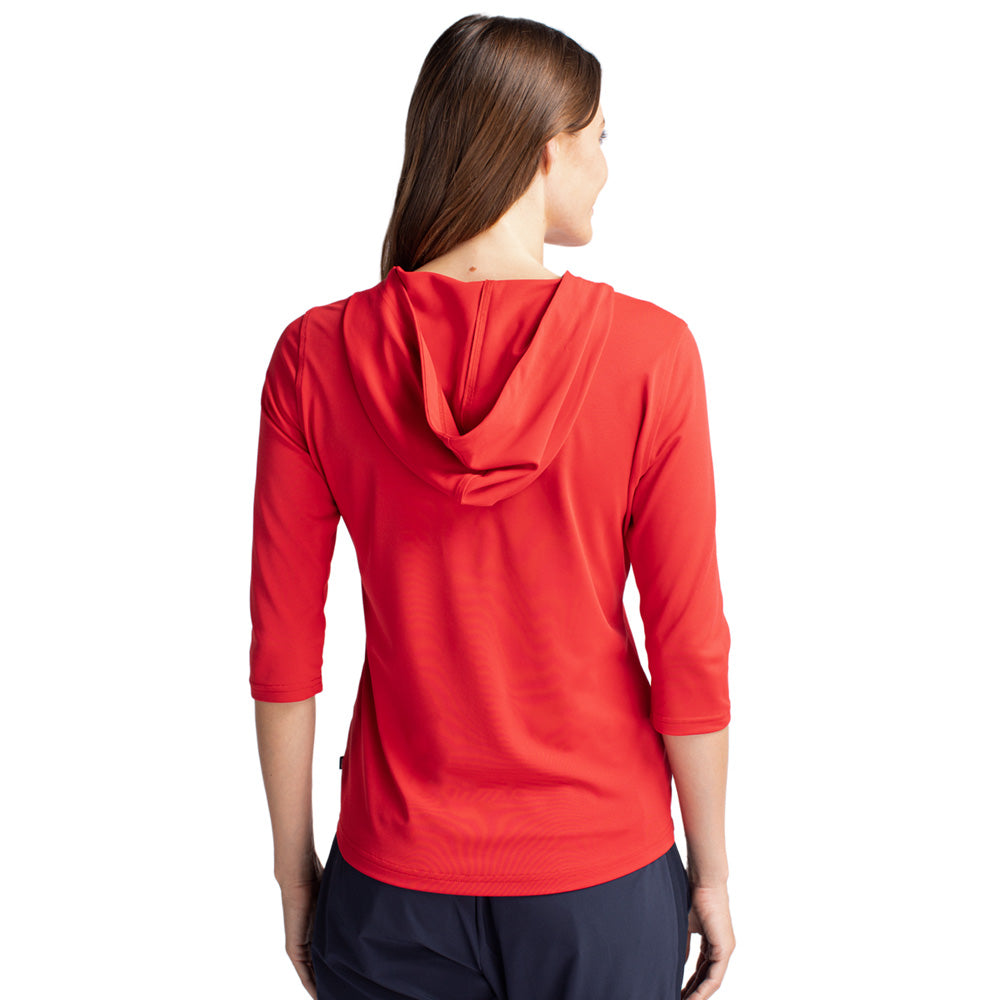 C8 Corvette Custom Virtue Eco Ladies Red Quarter-Zip Back View